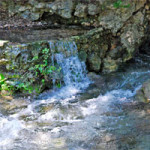 Groundwater waterfall off ledge