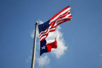 American and Texas Flags on flagpole